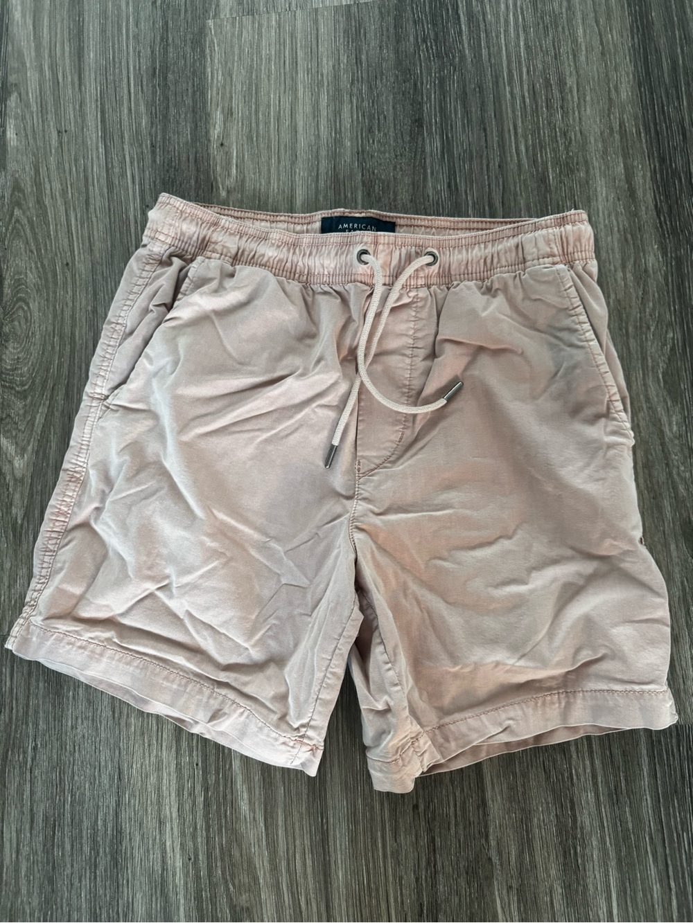 American Eagle Outfitters Men's Pale Pink Drawstring Athletic Shorts